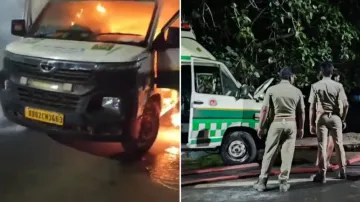 Ambulance carrying critical patient catches fire in Odisha’s Pipili