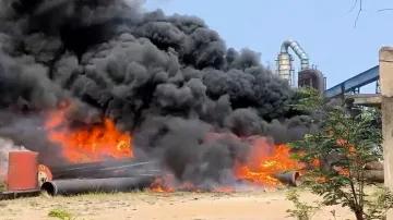 Massive fire erupts in private company stockyard in Odisha's Paradip