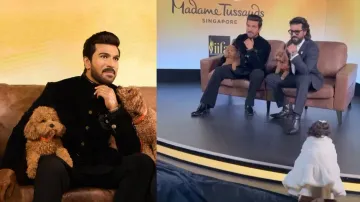 Ram Charan scripts history daughter gatecrashes his wax statue unveiling in adorable video watch