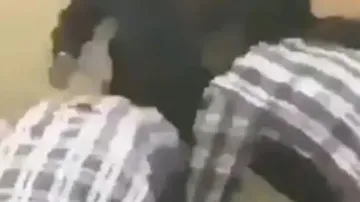 School girls footpath fighting