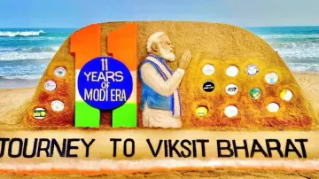 11 years of Modi government: Odisha sand artist Sudarsan Pattnaik offers tribute to national milesto