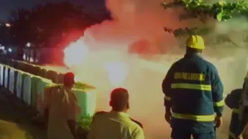 Car catches fire near Banki Muhana in Puri