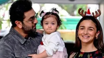 Alia Bhatt with Ranbir Kapoor and her daughter Raha
