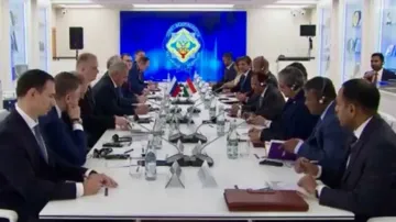 Russian President Vladimir Putin warmly welcomed Doval in his Kremlin chamber
