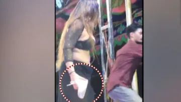Nisha Moharana loses temper, shows shoes to fans for objecting her ‘nude dance’