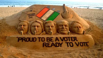 Sudarsan's sand sculpture on National Voter's Day