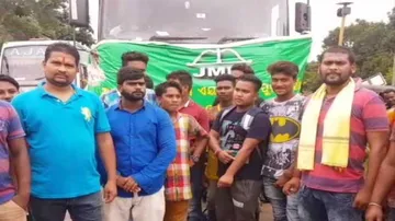 JMM stages road blockade demanding revival of Amarda air strip