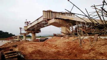 Portion of under construction Gurupriya bridge in Malkangiri caves in ; two labourers missing