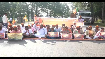 Traffic disrupted on NH 149 as BJP blocks road in Pallahara