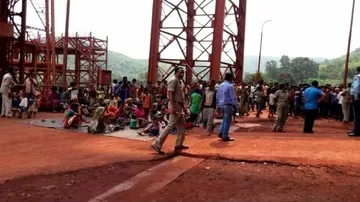 Locals stage protest in front of Utkal Alumina plant in Odisha