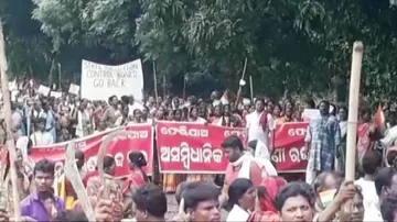Protest during public hearing on OCL mining area expansion