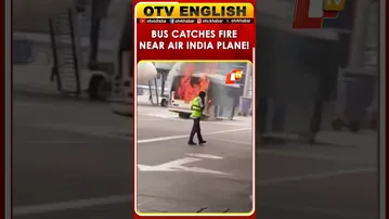 Bus Catches Fire Near Air India Flight At Delhi Airport