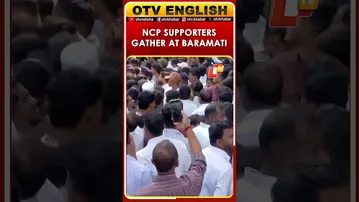 Maharashtra | NCP Supporters Gather Outside Baramati Medical College With Ajit Pawar’s Photos