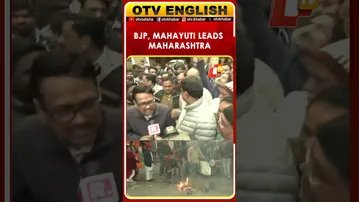 BJP Workers Celebrate In Lucknow As Mahayuti Leads Maharashtra BMC