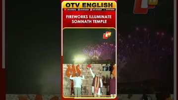 Fireworks Light Somnath Temple During Aum Chanting In Gujarat