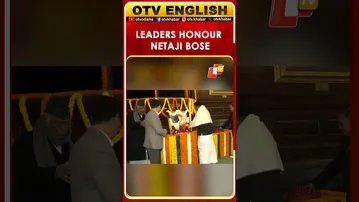 Delhi: LoP Kharge, Union Minister Rijiju, MPs Honor Netaji 129th Anniv.