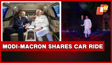 PM Modi Shares Car Ride With French President Emmanuel Macron In Mumbai