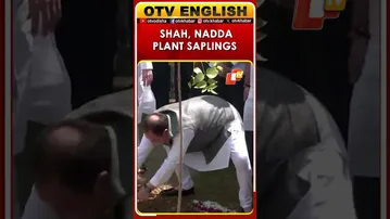 Amit Shah & JP Nadda Plant Sapling On Deendayal Upadhyaya's Birth Anniversary