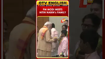 PM Modi Meets Family Of Newly Elected BJP President Nitin Nabin At Delhi HQ