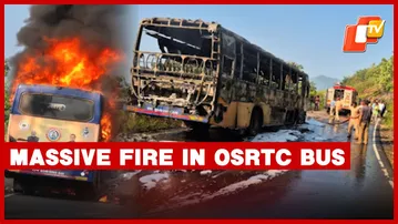 OSRTC Bus Gutted In Fire Near Salur Ghat In Koraput; All Passengers Safe