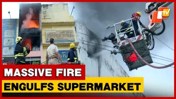 Massive Fire Engulfs Supermarket Near DhauliLingipurInBhubaneswar