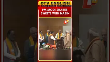 PM Modi Shares Sweets With Newly Elected BJP President Nitin Nabin At Delhi HQ