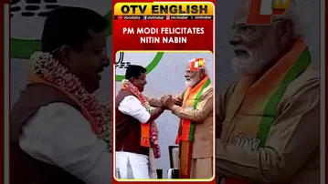PM Modi Felicitates Newly Elected BJP National President Nitin Nabin At Headquarters