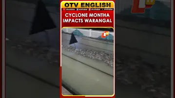 Telangana | Heavy Rainfall & Waterlogging Reported At Warangal Station Due To Cyclone Montha
