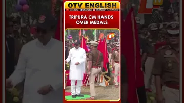 Tripura CM Manik Saha Gives Medals At Police Week Parade