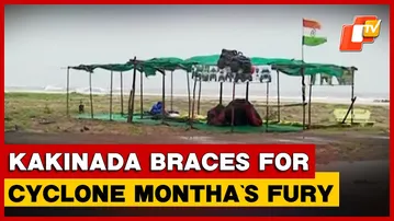 Strong Winds, Continuous Rainfall Lash Kakinada Ahead Of Cyclone Montha's Landfall