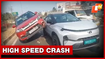 Car Climbs Onto Another After High-Speed Crash In Bhubaneswar  | OTV