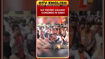 BJP Workers Protest Against Congress Party Over IYC Protest At India AI Summit | Gujarat