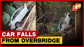 🔴LIVE | Major Accident In Bhubaneswar: Car Falls from Overbridge Onto House