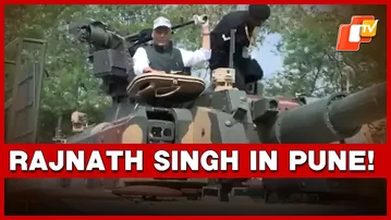 Defence Minister Rajnath Singh Attends DRDO's Artillery Exhibition At Pashan Range, Pune