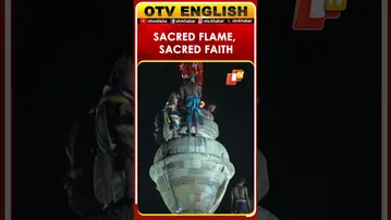 Lingaraj Temple Shines As Mahadipa Lifted Amid Massive Devotee Turnout