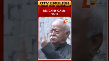 RSS Chief Dr Mohan Bhagwat Shows Inked Finger After Voting In Nagpur