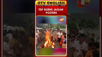 TDP Cadre Burn Former CM Jagan Posters At Boghi Festival, Vijayawada