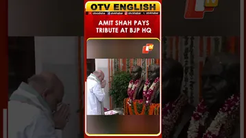 Amit Shah Pays Tribute To Deendayal Upadhyaya & Dr Mookerjee At BJP Headquarters