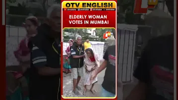 Elderly Woman Arrives At Mumbai Polling Station To Vote For BMC Elections