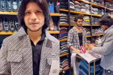 Shopkeeper using a technique to sell jacket