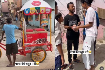 Girl winning money from a contest for kulfi