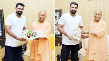 Mohd. Shami (L), CM Yogi Adityanath (R)