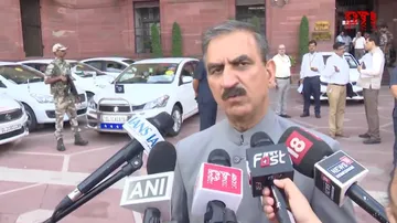 Sukhvinder Singh Sukhu speaks with reporter after meeting Amit Shah on July 15, 2025.