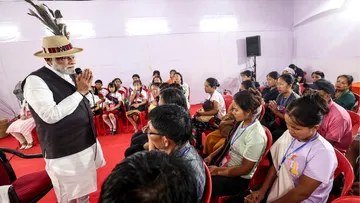 Narendra Modi during meeting with violence-affected people at relief camp, in Churachandpur, Manipur on Saturday, September 13, 2025.