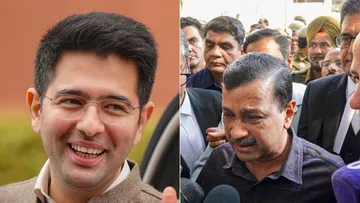 Raghav Chadha and Arvind Kejriwal