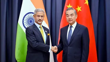 External Affairs Minister S Jaishankar meets his Chinese counterpart Wang Yi during a meeting, in Astana.