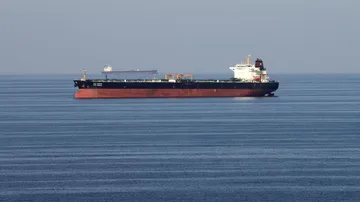An oil tankers passing through the Strait of Hormuz