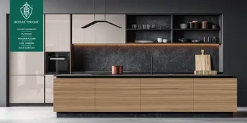 Royale Touche Luxe Veneer and Solid Acrylic surfaces showcasing luxury interior materials with premium finishes.