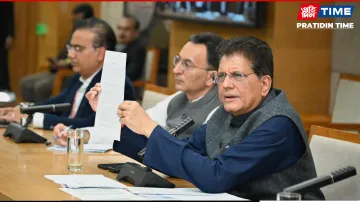 Piyush Goyal during the joint statement by India and US on the interim trade deal