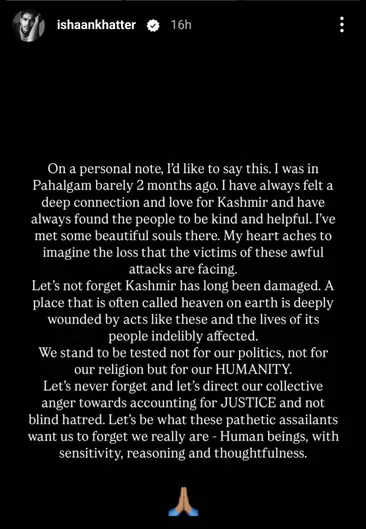 Ishaan's Insta story.